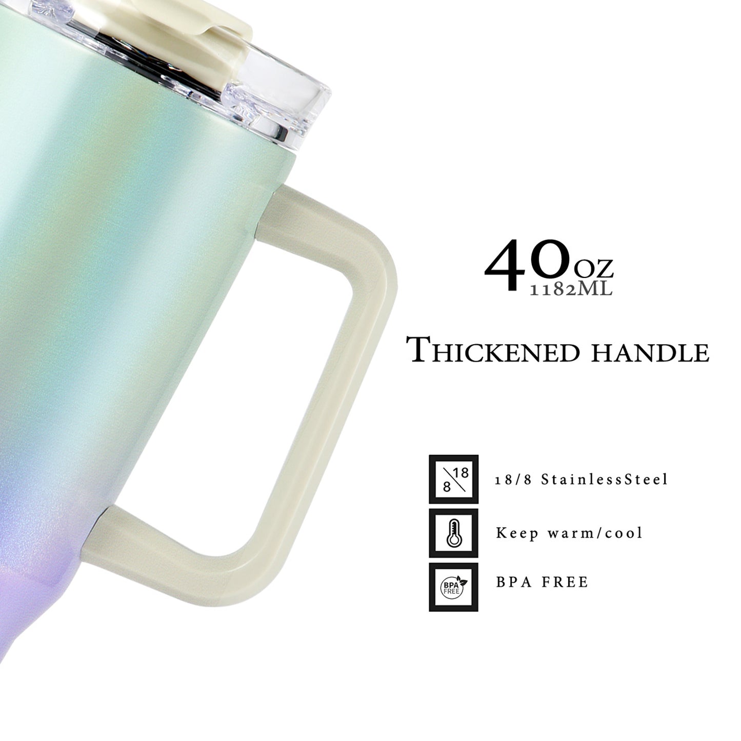1200ML Tumbler - White Green Gradient