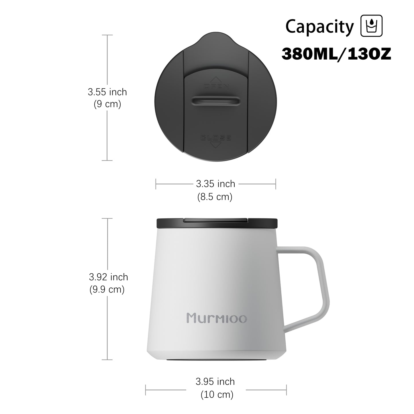 Coffee Mug with Handle - White 380ML