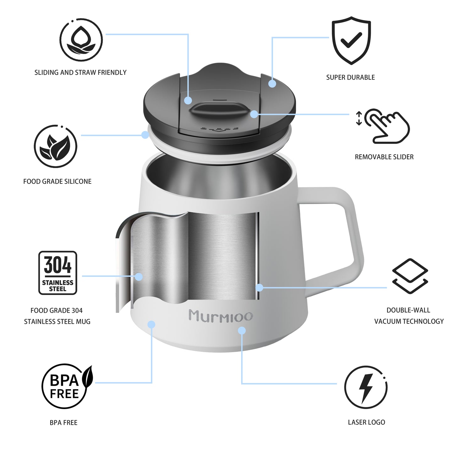 Coffee Mug with Handle - White 380ML