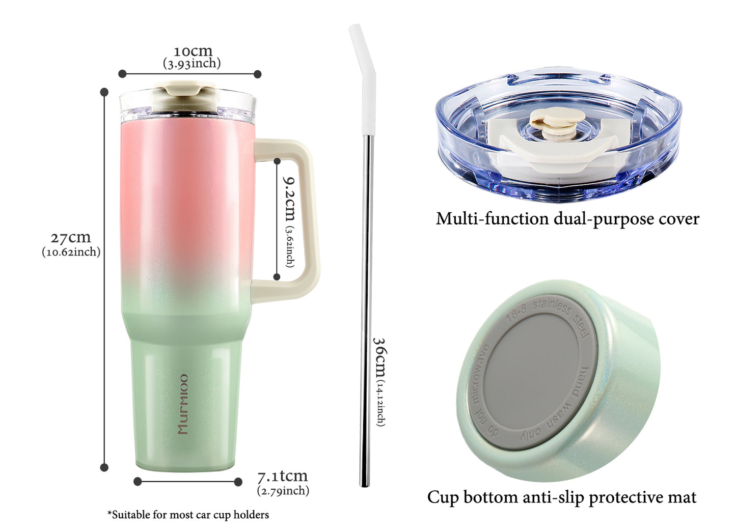1200ML Tumbler - Pink and Greem Gradient
