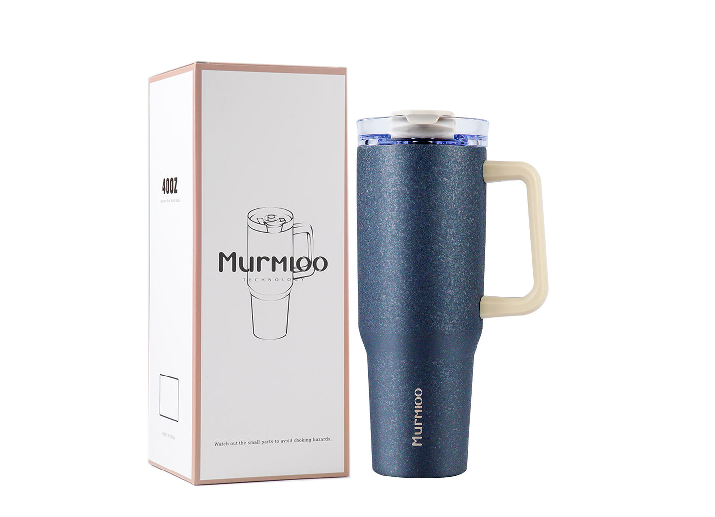 Murmioo 40 oz Tumbler - Bunga Es Biru Tua