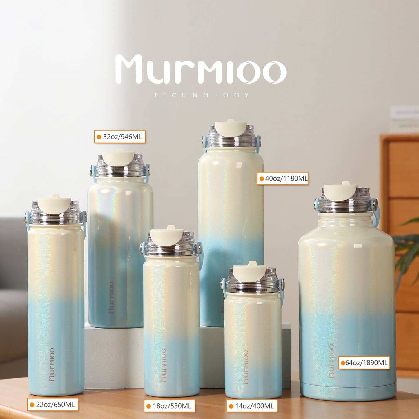 420ML Sports Bottle - Blue and White Gradient