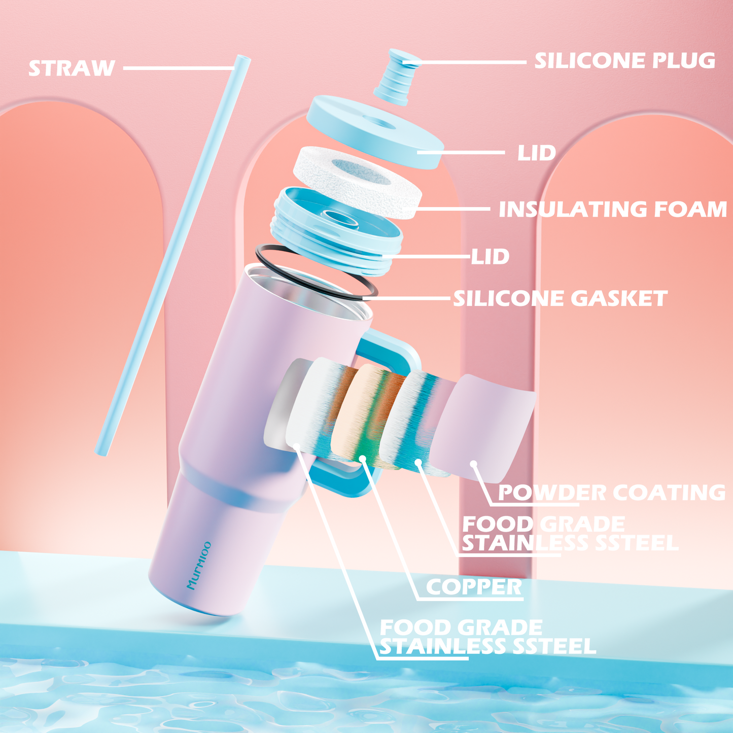 1200ML Tumbler - Yellow Peach