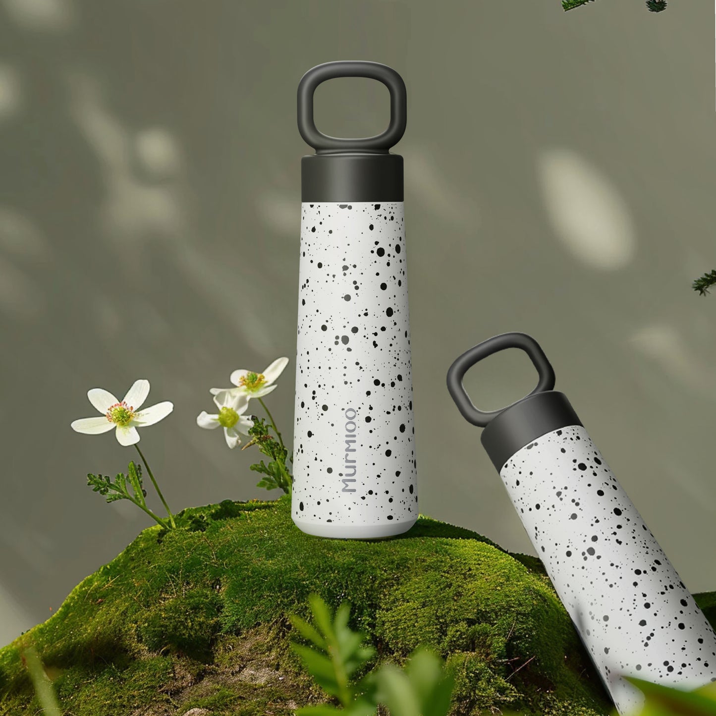 Water Bottle with Handle-Black Speckle