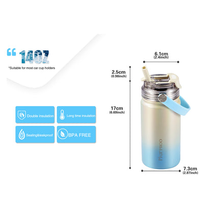 Botol Olahraga 14OZ - Gradien Biru dan Putih 