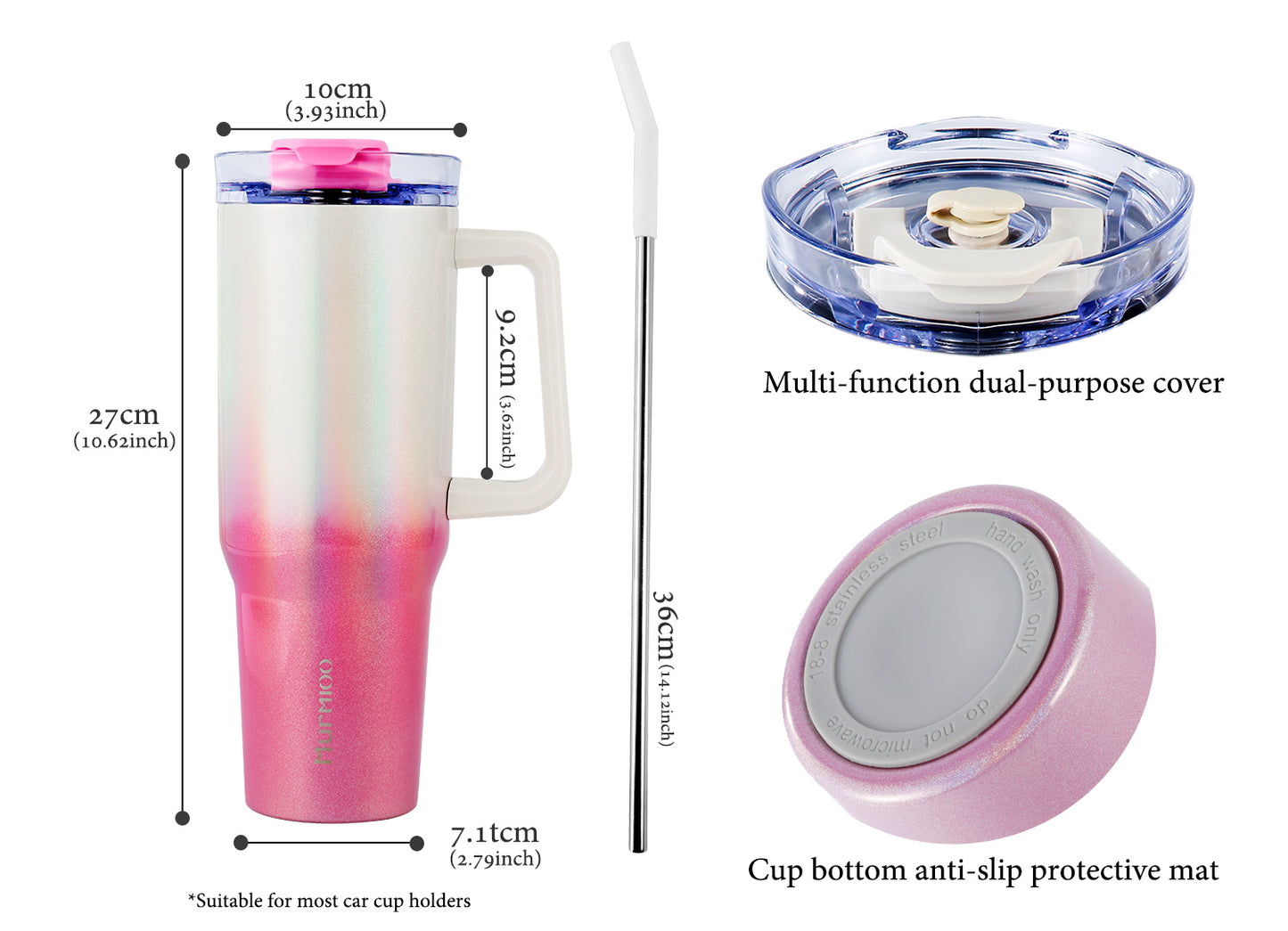 1200ML Tumbler - Pink white gradient