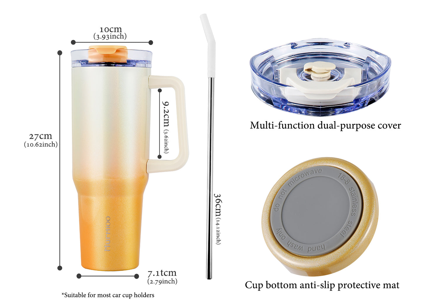 1200ML Tumbler - Yellow White Gradient