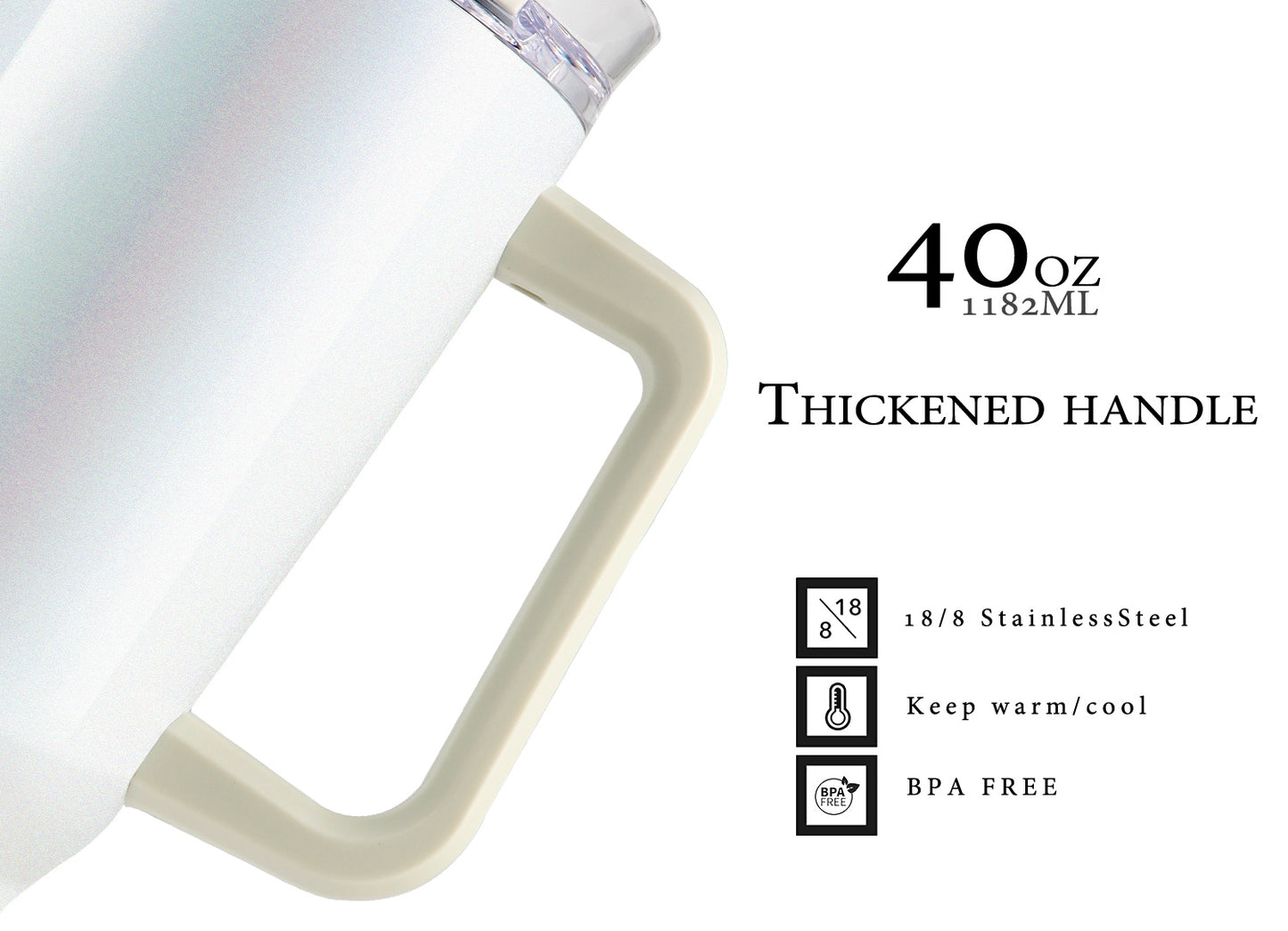 1200ML Tumbler - White Rainbow Paint