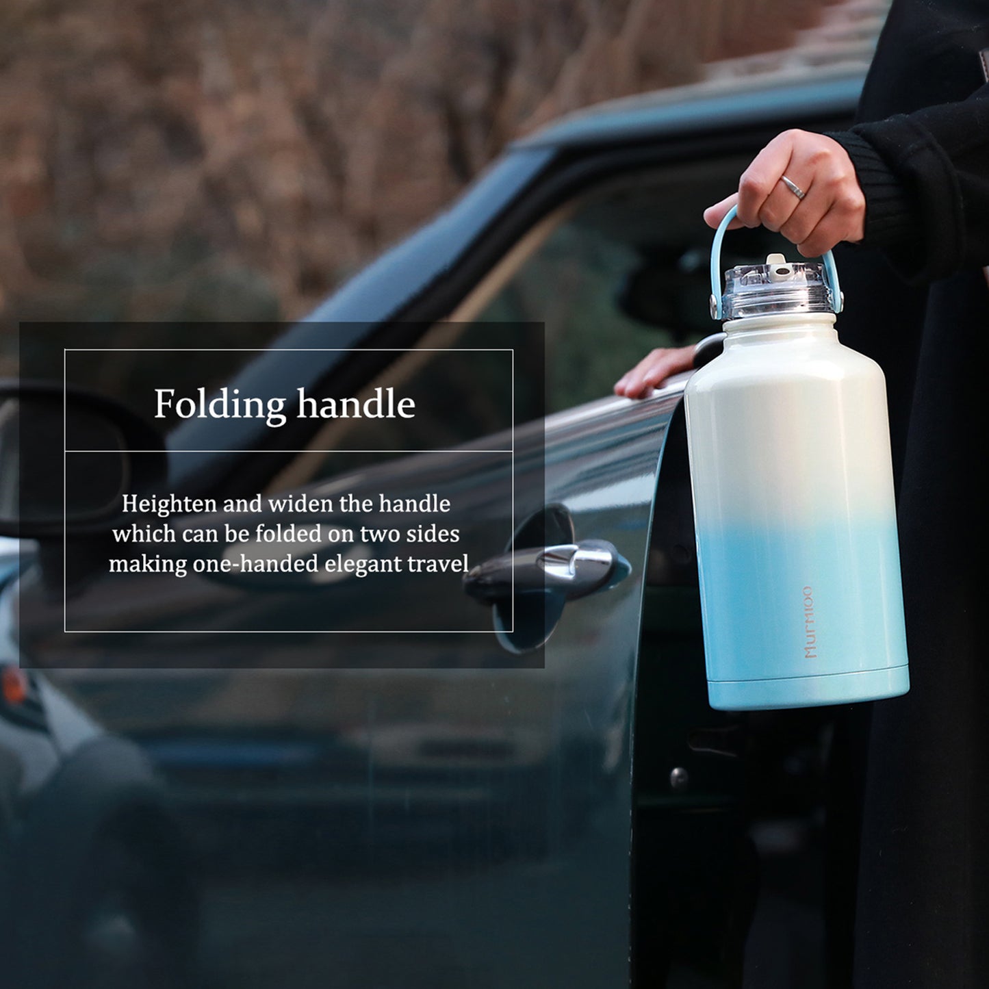 Botol Olahraga 14OZ - Gradien Biru dan Putih 