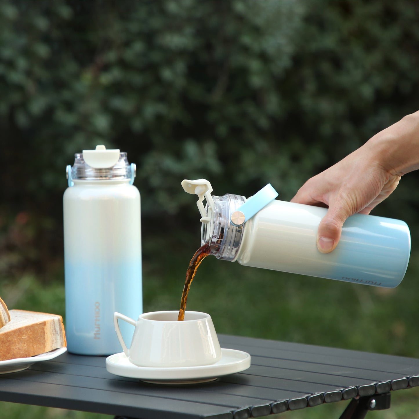 Botol Olahraga 14OZ - Gradien Biru dan Putih 