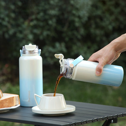 Botol Olahraga 14OZ - Gradien Biru dan Putih 